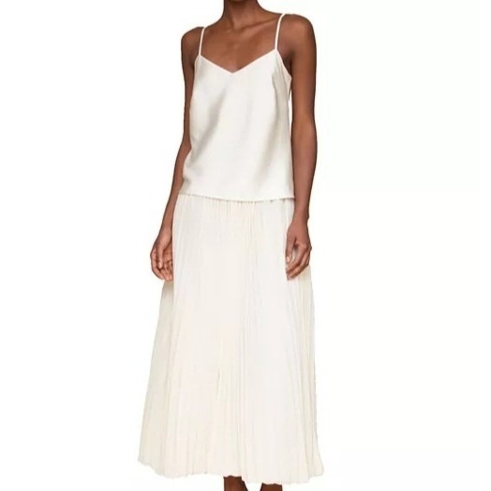Avec Les Filles Contrast Pleated Skirt Maxi Ivory Dress Womens Size 12 NWT